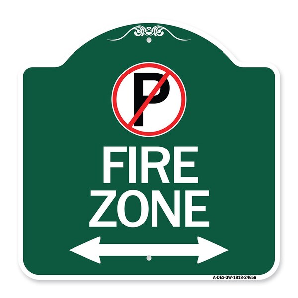 Signmission No Parking and Arrow Pointing Left and Right, Green & White Aluminum Sign, 18" x 18", GW-1818-24656 A-DES-GW-1818-24656 - main